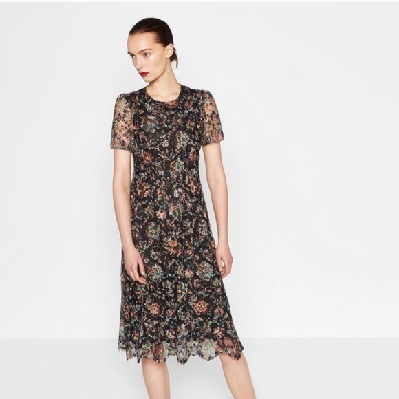 zara floral lace dress